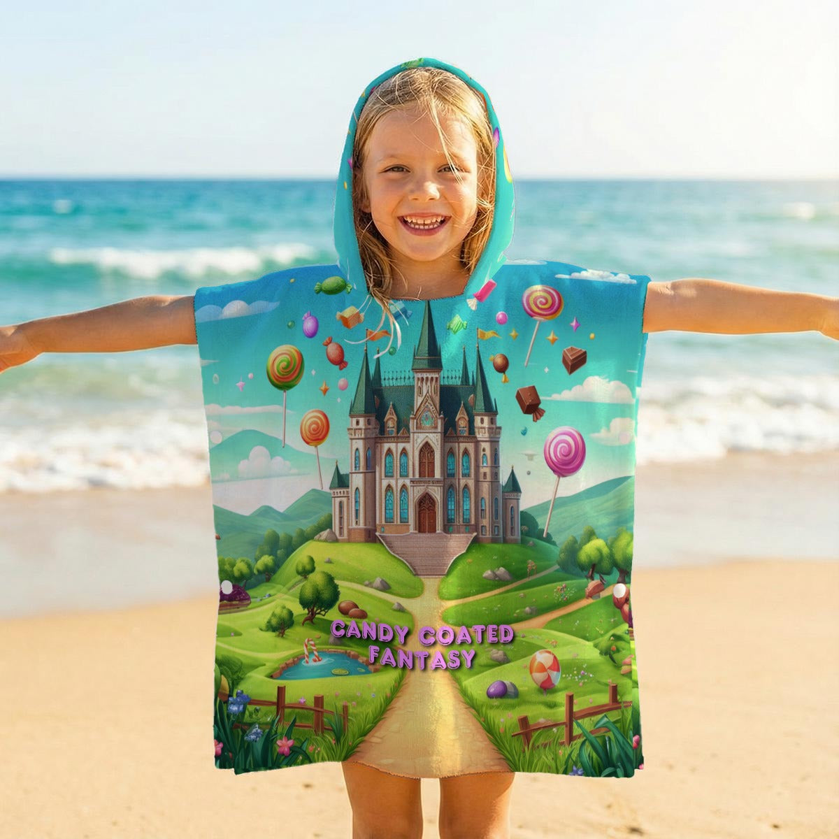 Candy Coated Fantasy Kid's Hooded Towel Poncho