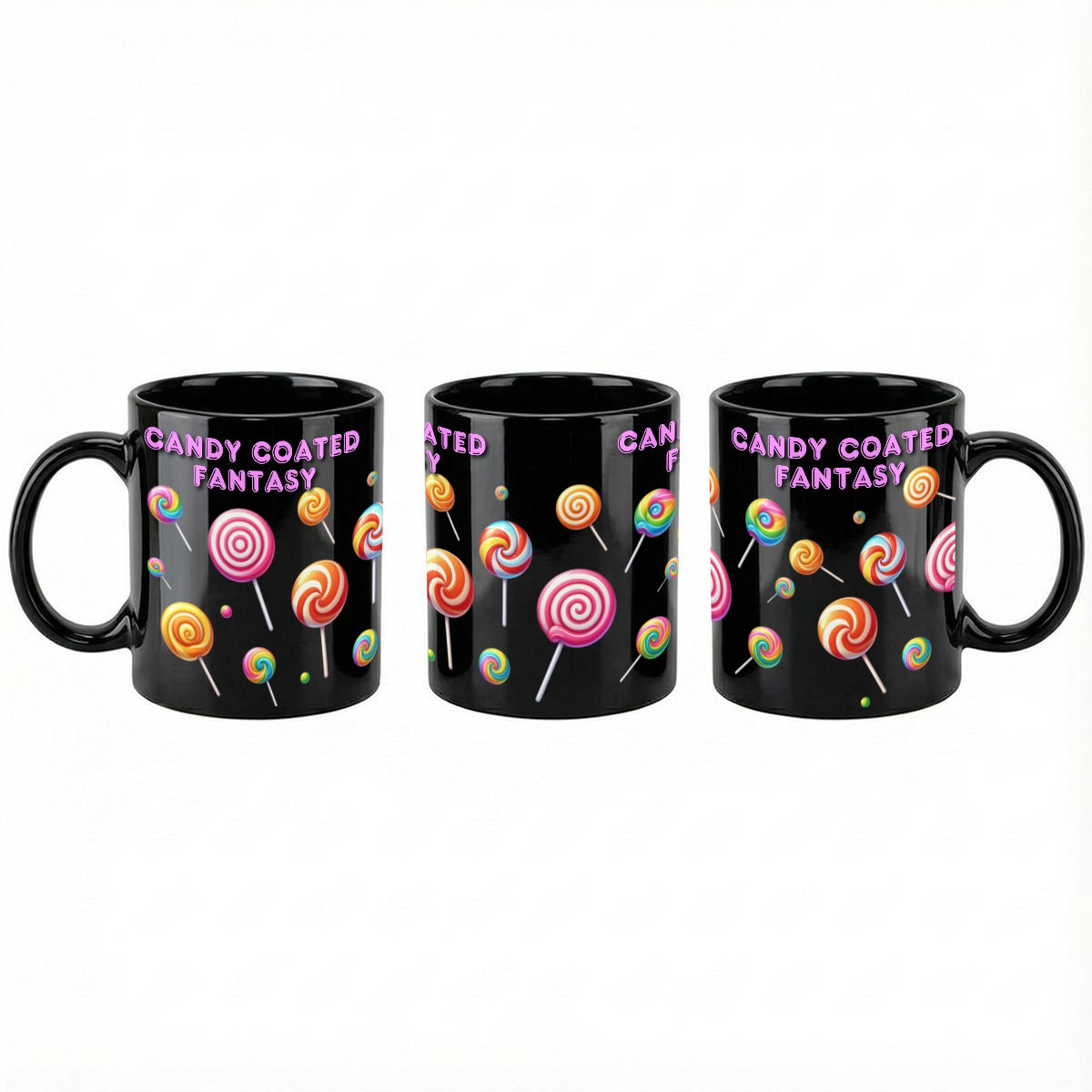 Candy Coated 11oz Black Ceramic Mug