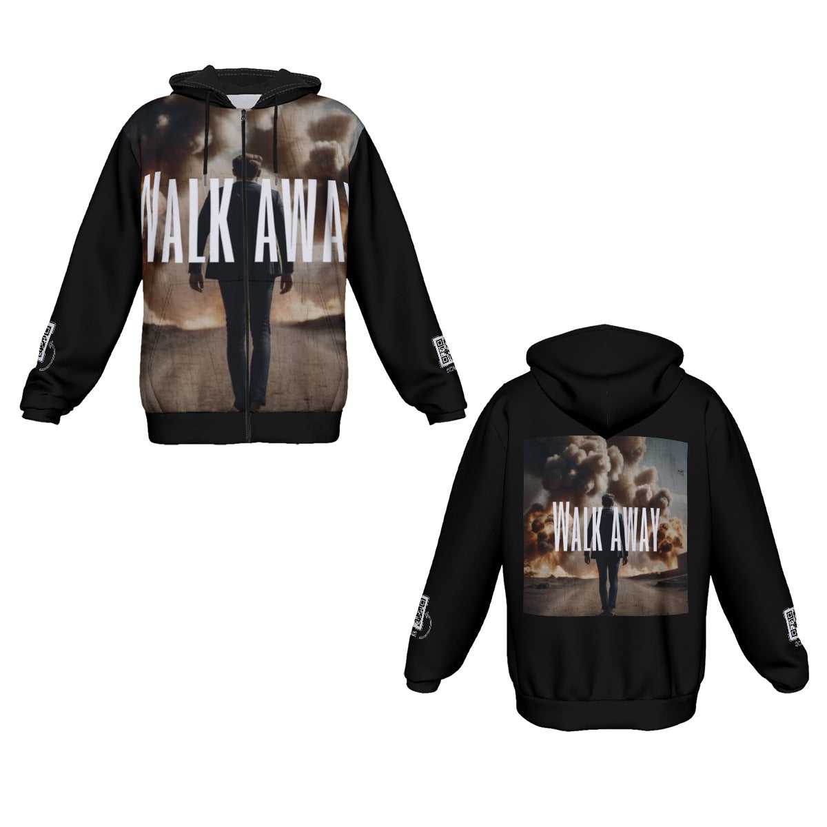 Blacc CZA WALK AWAY Men's Heavy Fleece Zip Up Hoodie