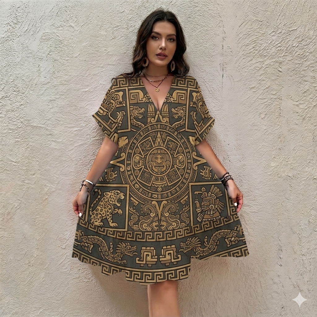All-Over Print Women’s Floral V-Neck Short Sleeve Dress