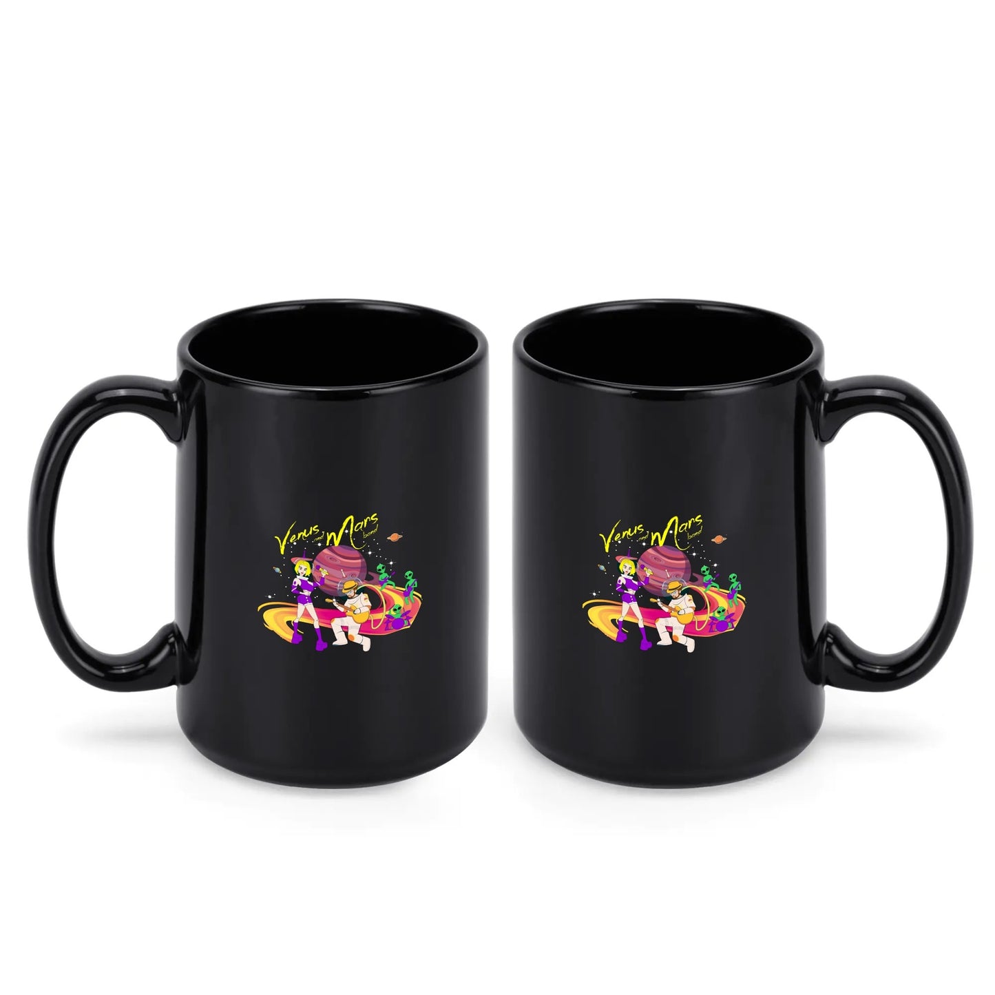 Venus and Mars Black Ceramic Mug (15 oz)