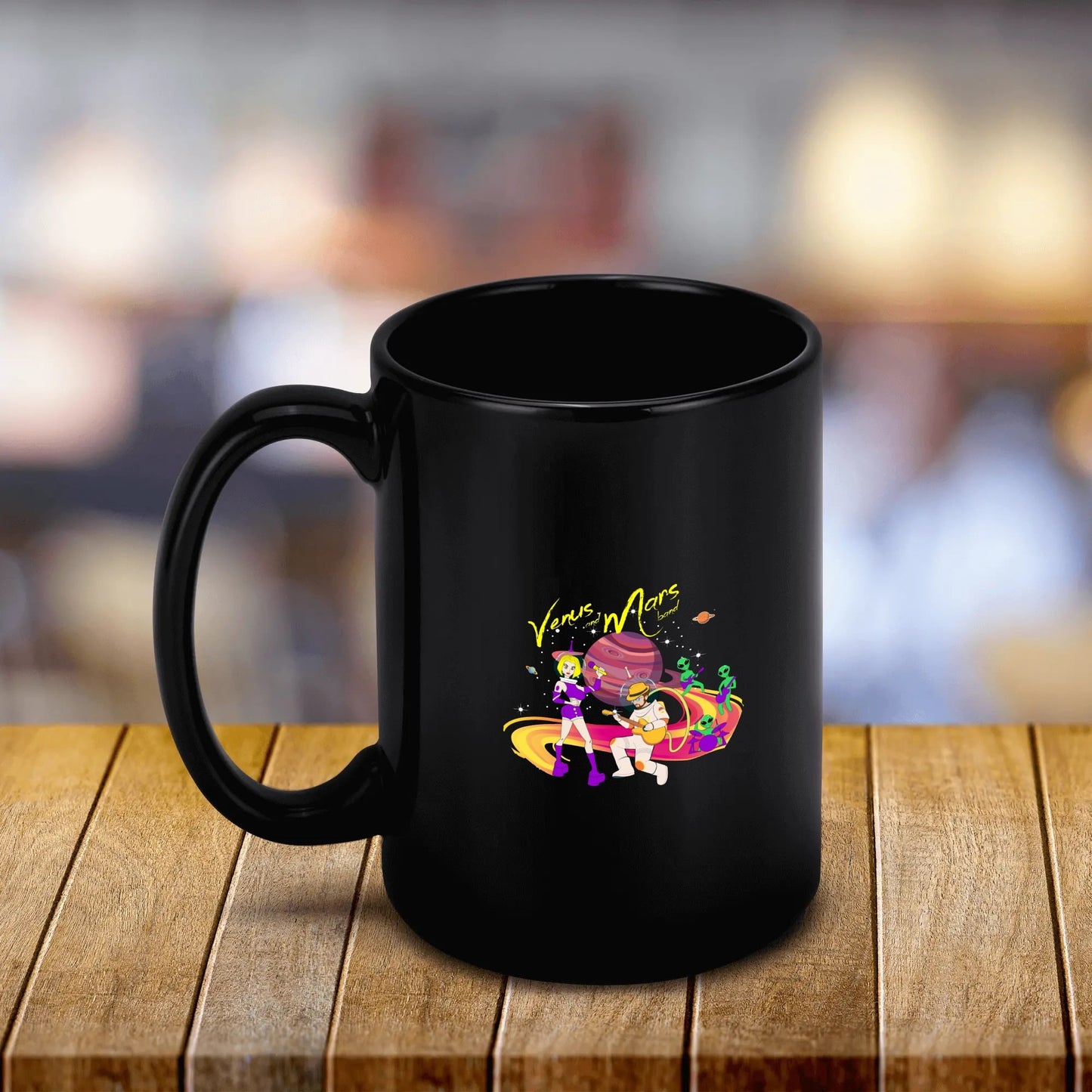 Venus and Mars Black Ceramic Mug (15 oz)