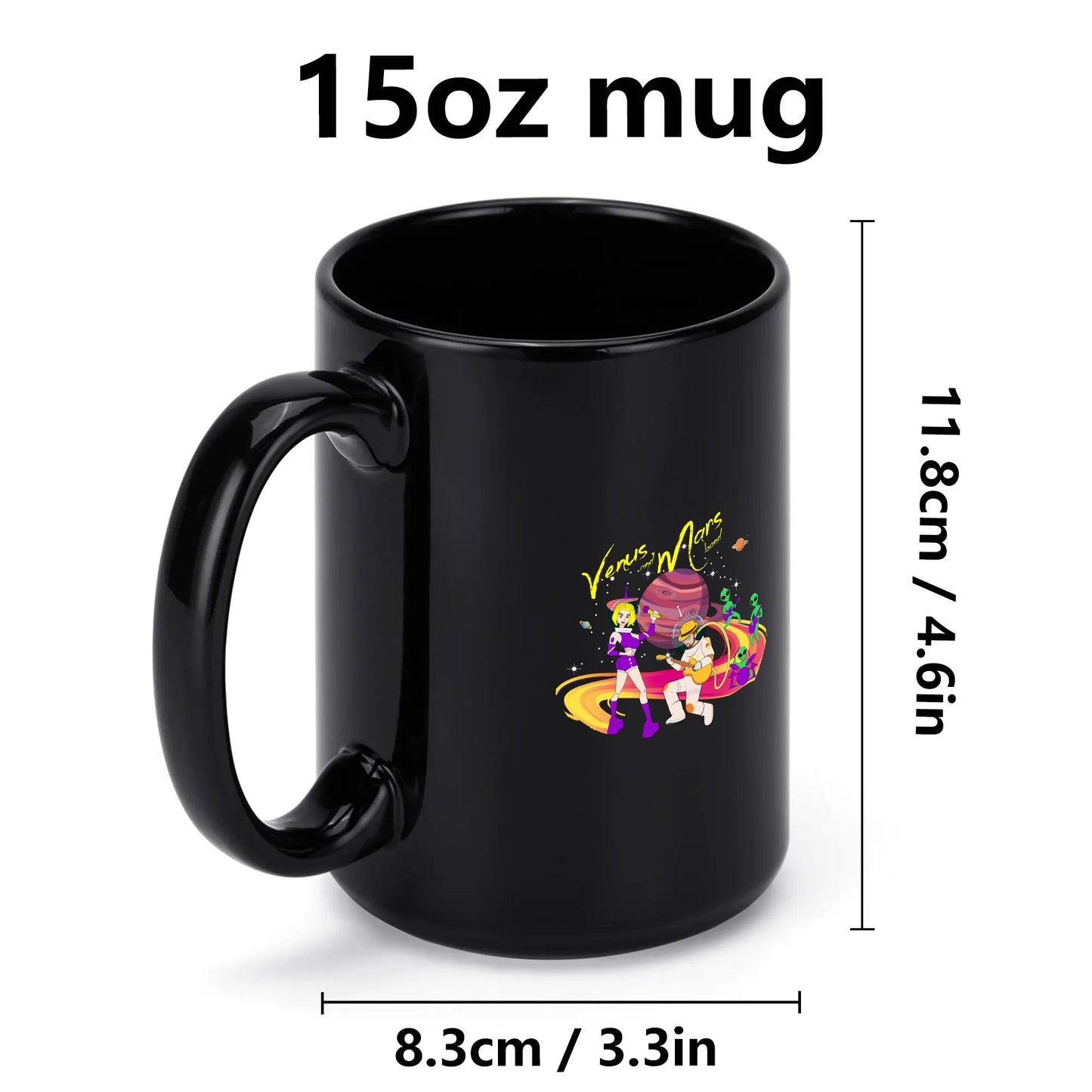 Venus and Mars Black Ceramic Mug (15 oz)