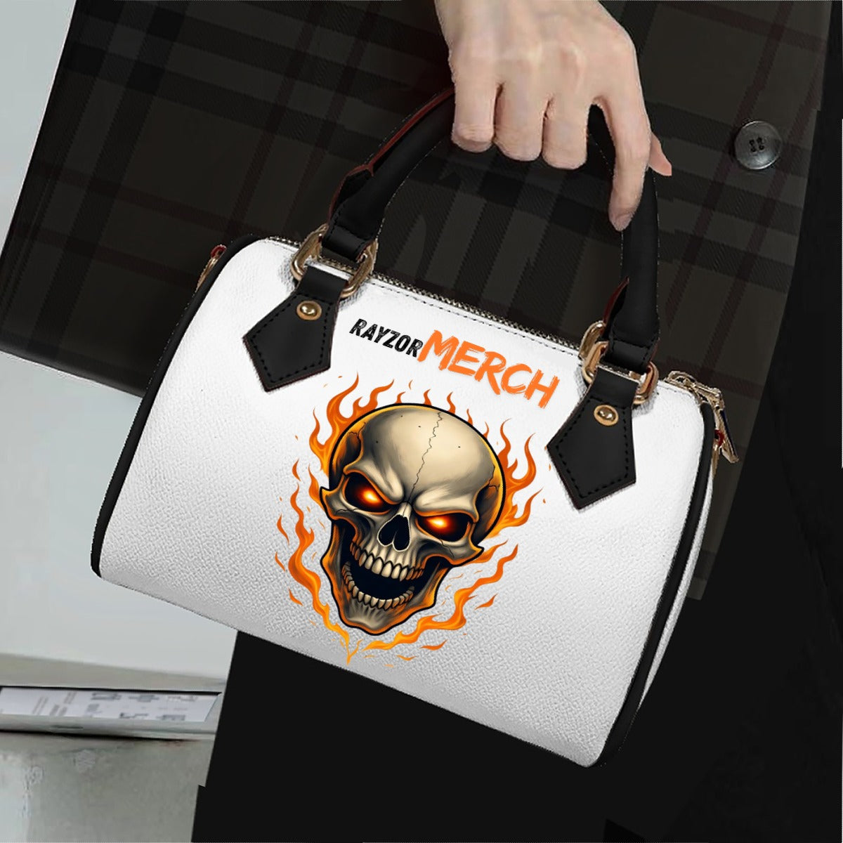 Classic Barrel-Shaped PU Leather Handbag