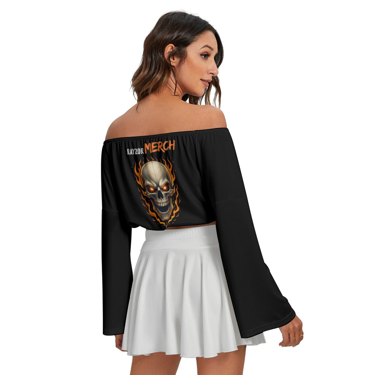 All-Over Print Women's Off-shoulder Top And Skirt Set