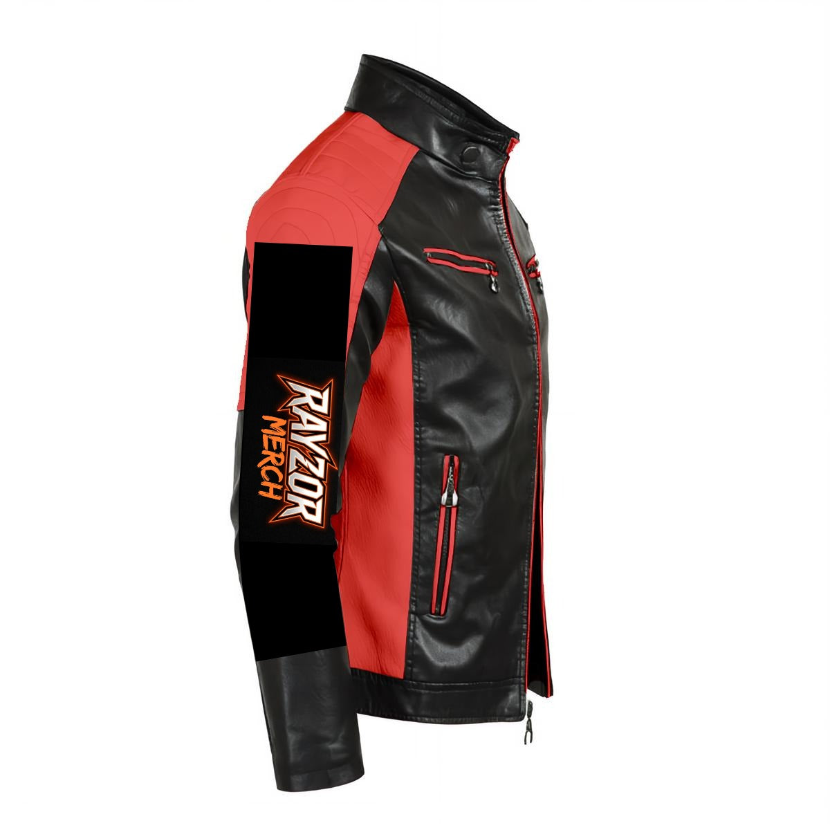 Men's Stand-up Collar Block Slim-fit Leather Jacket (DTF)