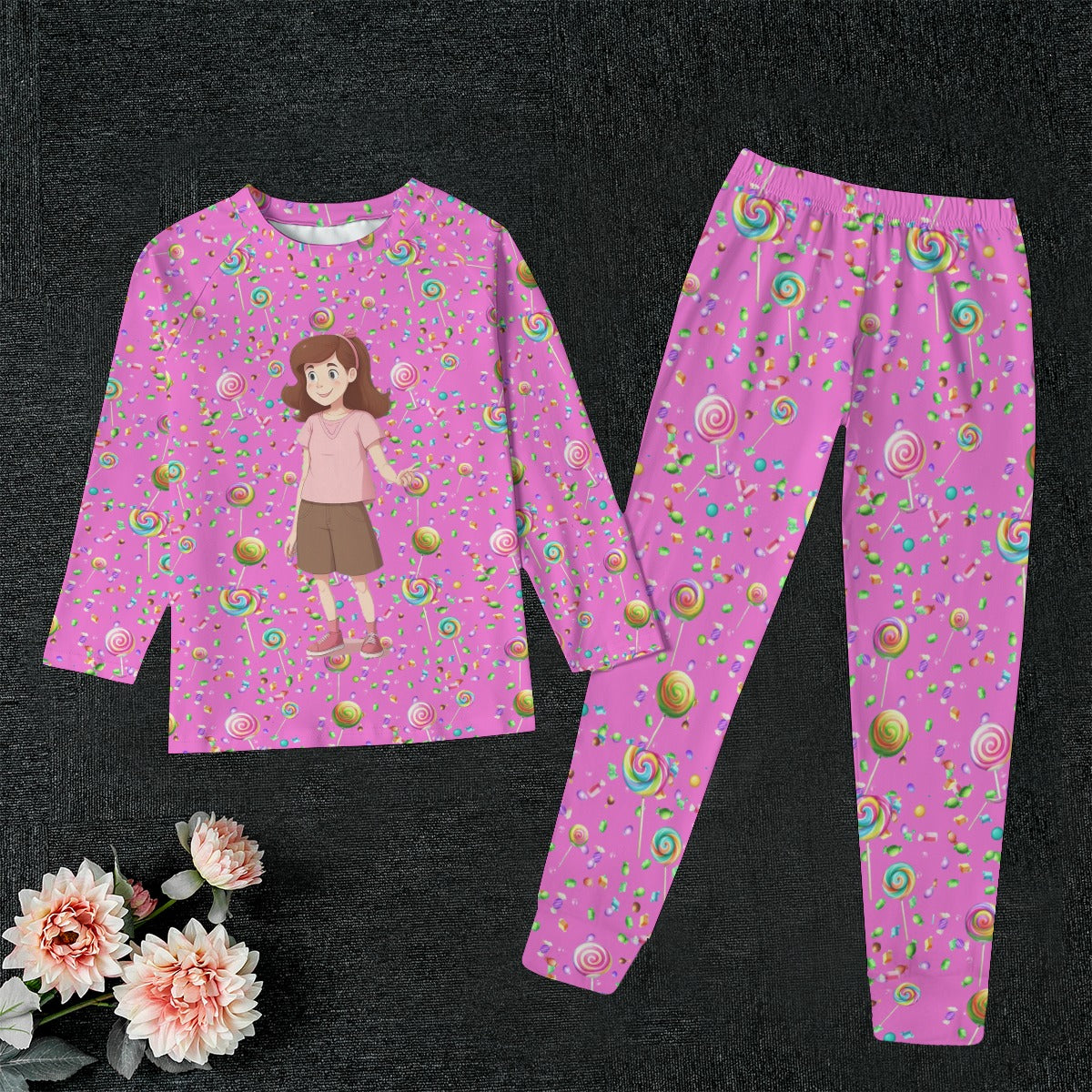 Candy Coated Fantasy Kid's Sleep Pink Pajamas #002