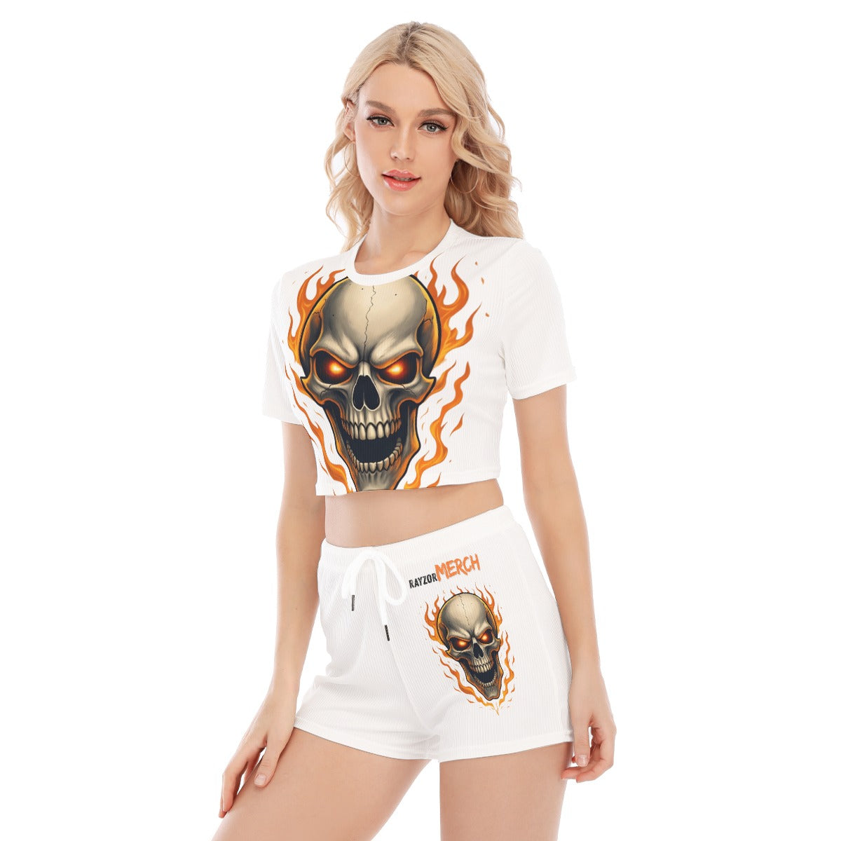 All-Over Print Women's O-neck T-shirt Shorts Suit