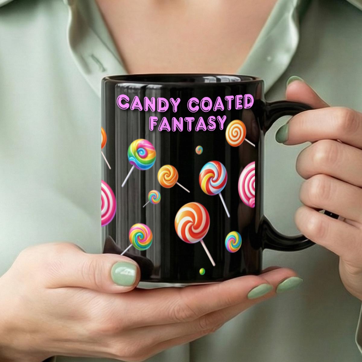 Candy Coated 11oz Black Ceramic Mug
