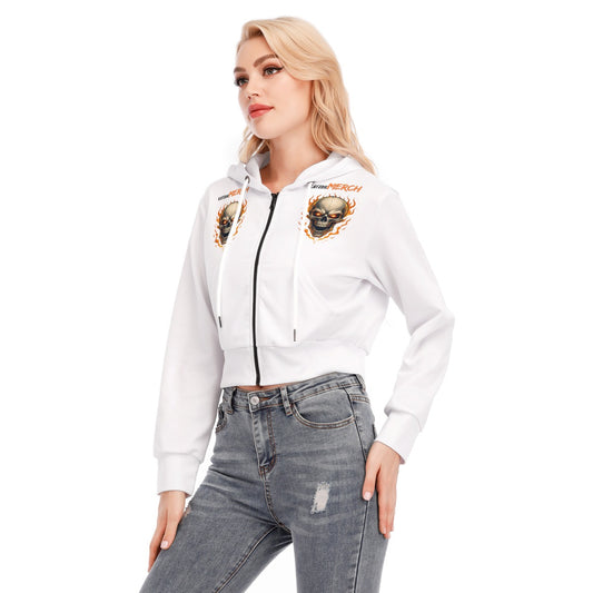 Women's All-Over Print Cropped Zip Hoodie