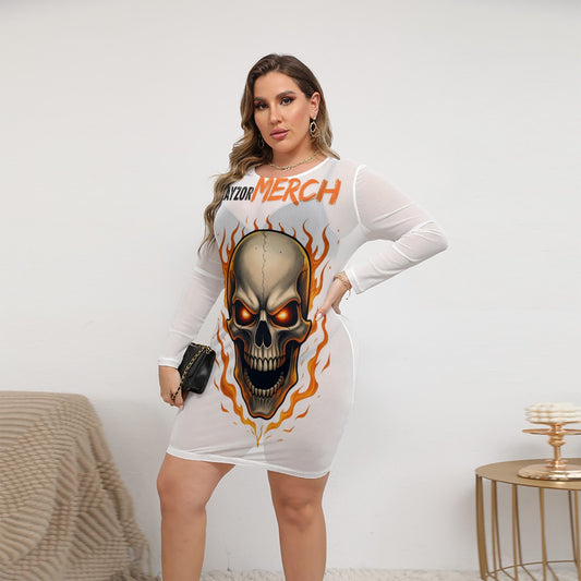 All-Over Print Women's Mesh Dress (Plus Size)