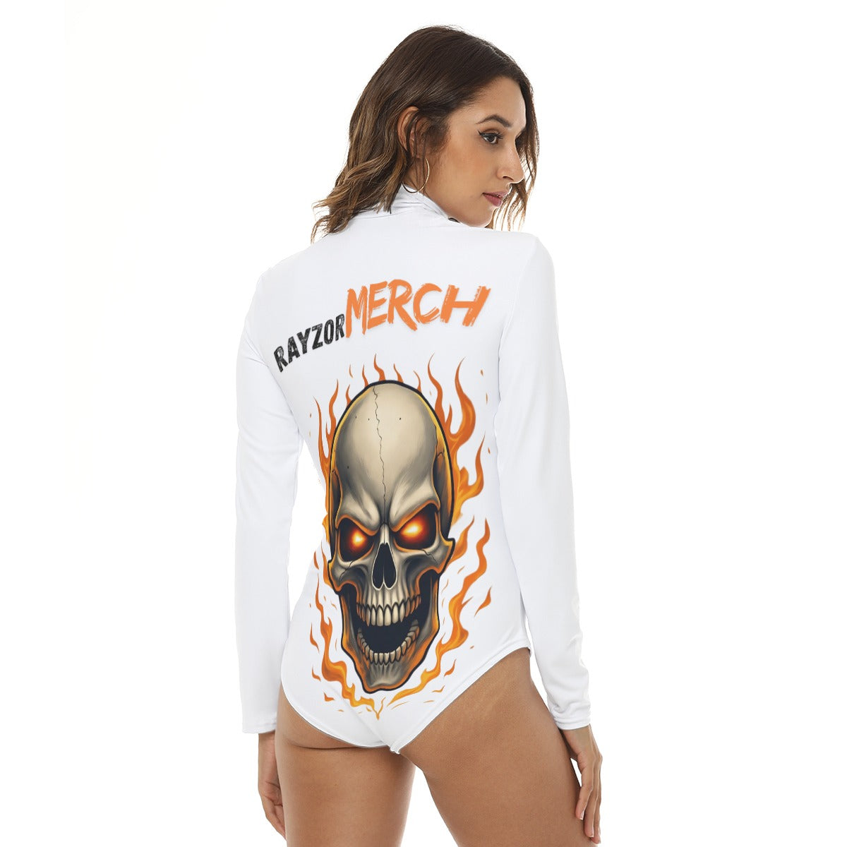 All-Over Print Women's Stretchy Turtleneck Long Sleeve Bodysuit