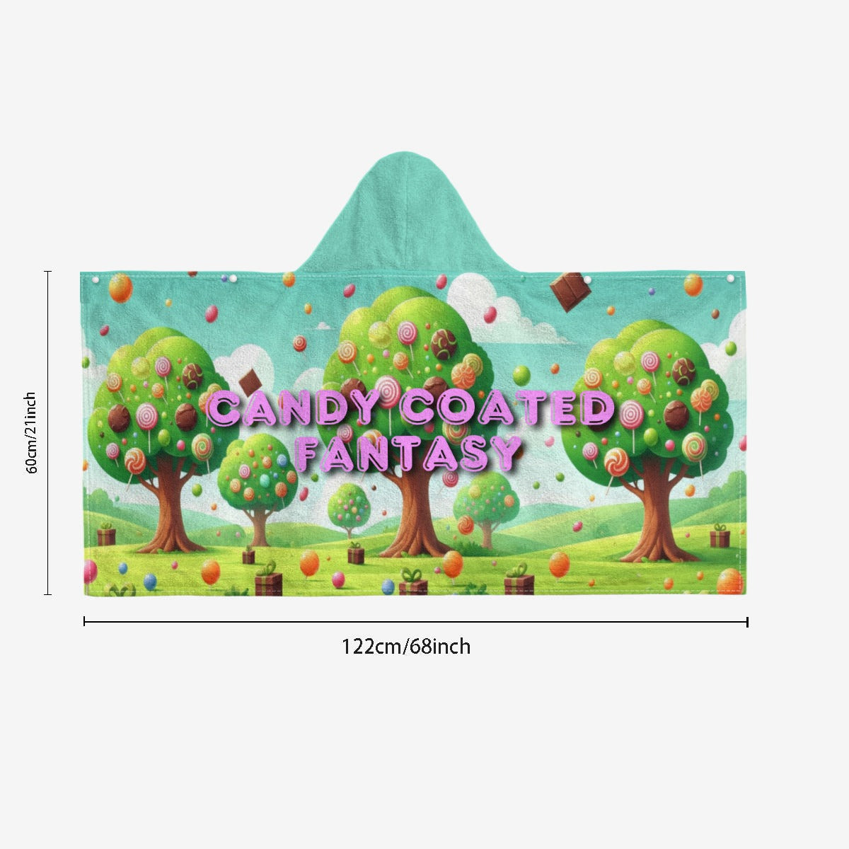 Candy Coated Fantasy Kid's Hooded Towel Poncho|Horizontal