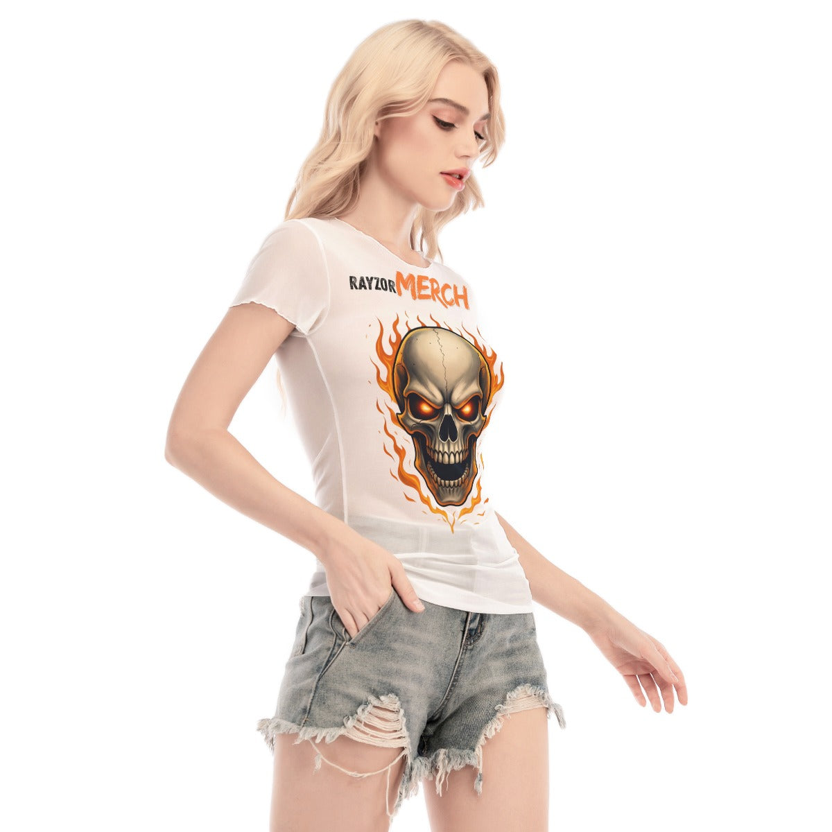 All-Over Print Women's Short Sleeve Mesh Blouse