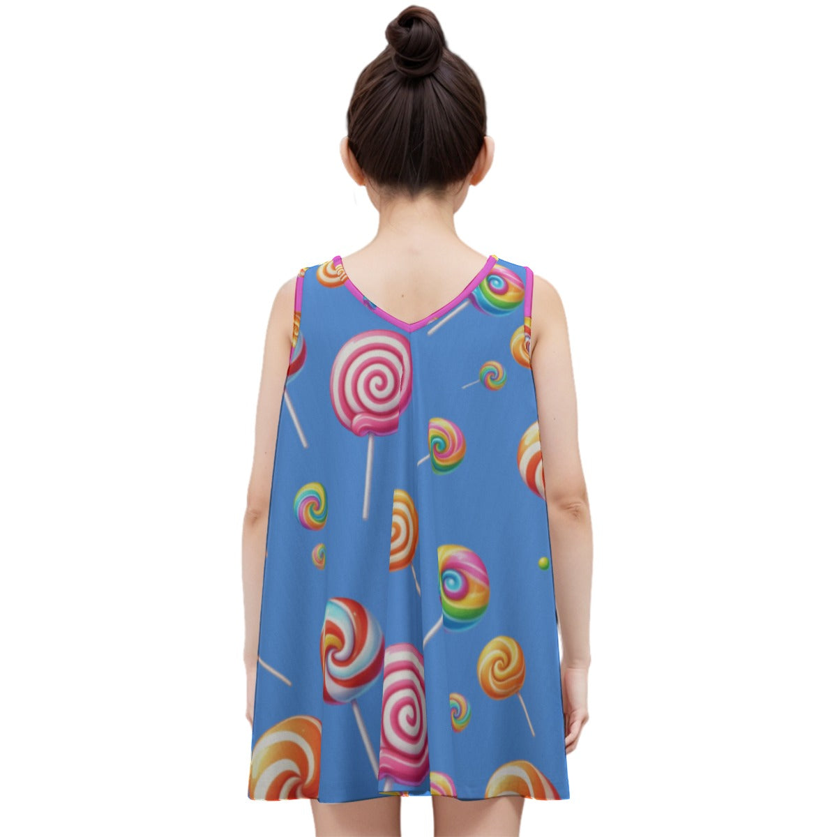 Candy Coated Fantasy Kid's Sleeveless Blue  Dress | 180GSM Cotton