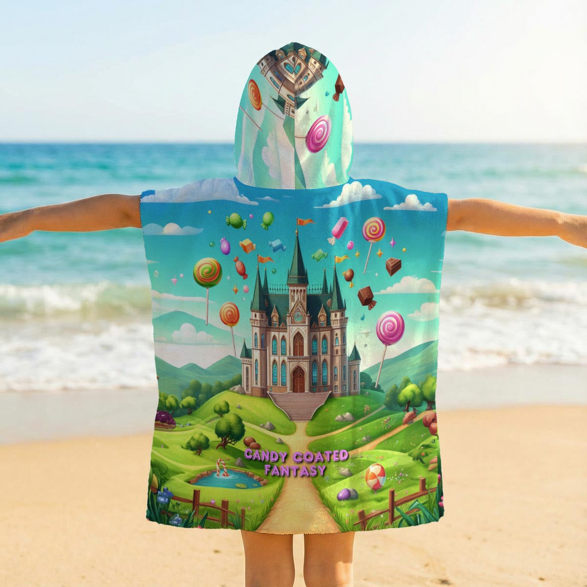 Candy Coated Fantasy Kid's Hooded Towel Poncho