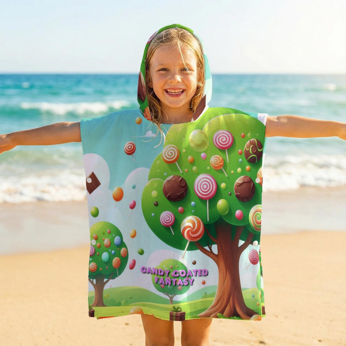 Candy Coated Fantasy Kid's Hooded Towel Poncho