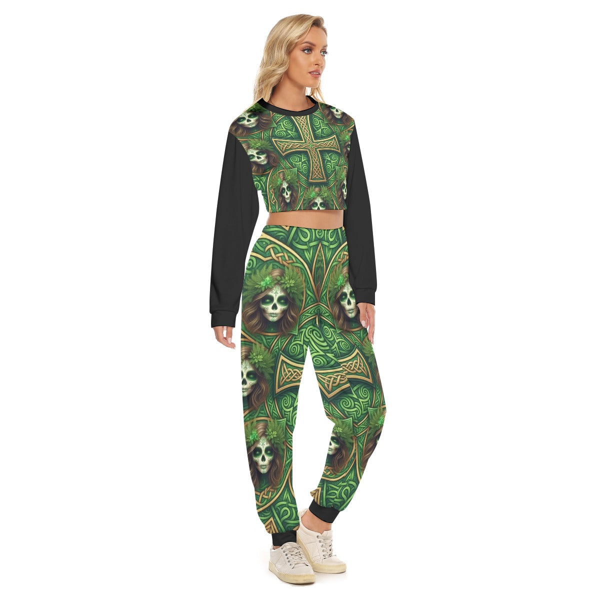 All-Over Print Women's Crop Sweatshirt Suit
