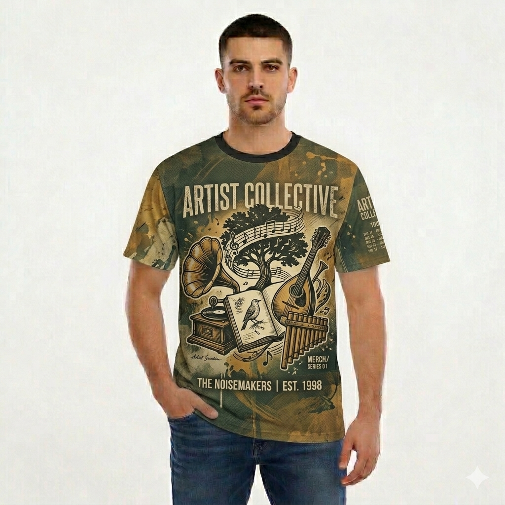 All-Over Print Men's Short Sleeve Golf T-shirt With Button Closure