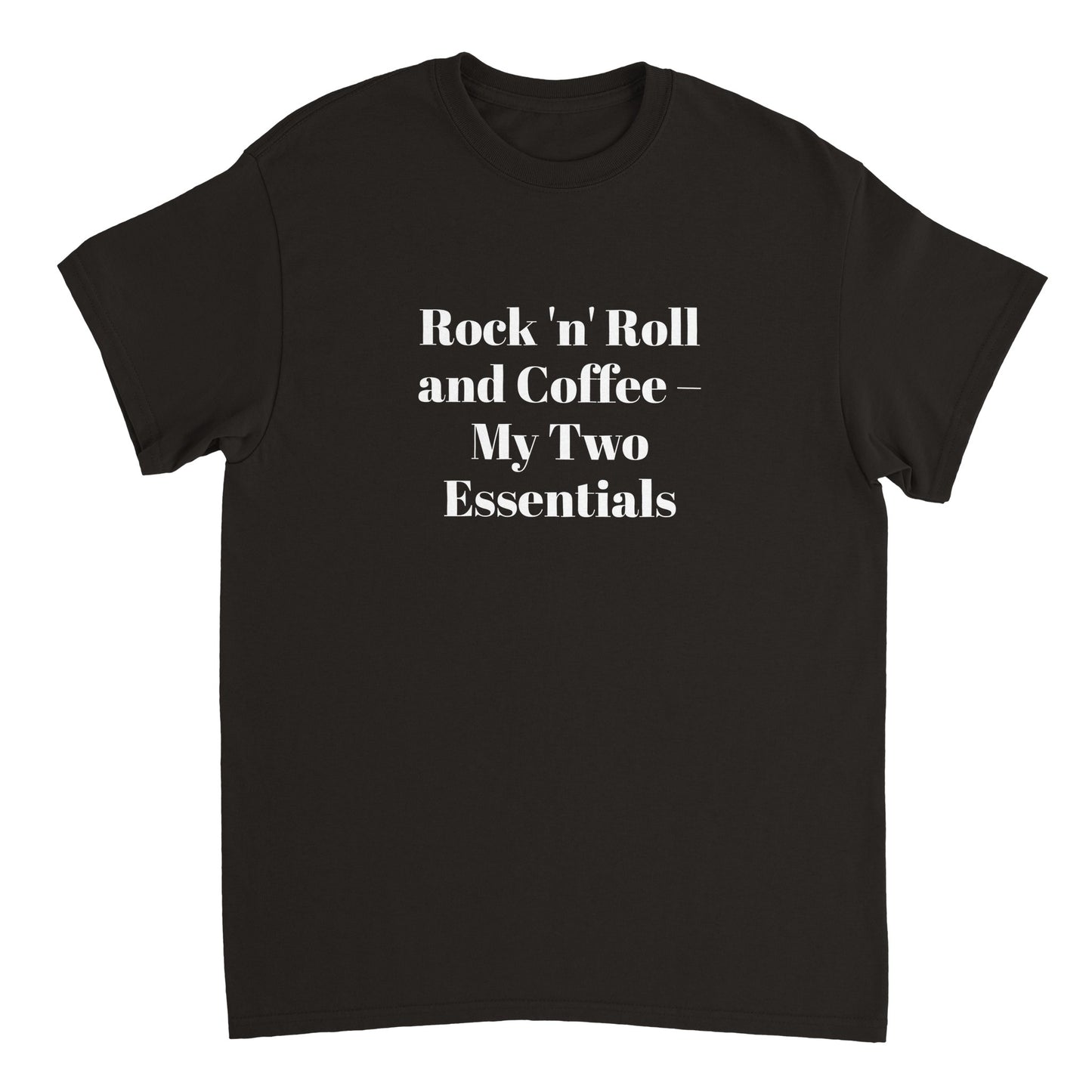 ROCK N ROLL AND COFFEE MY TWO ESSENTIALS Heavyweight Unisex Crewneck T-shirt Rayzor Music