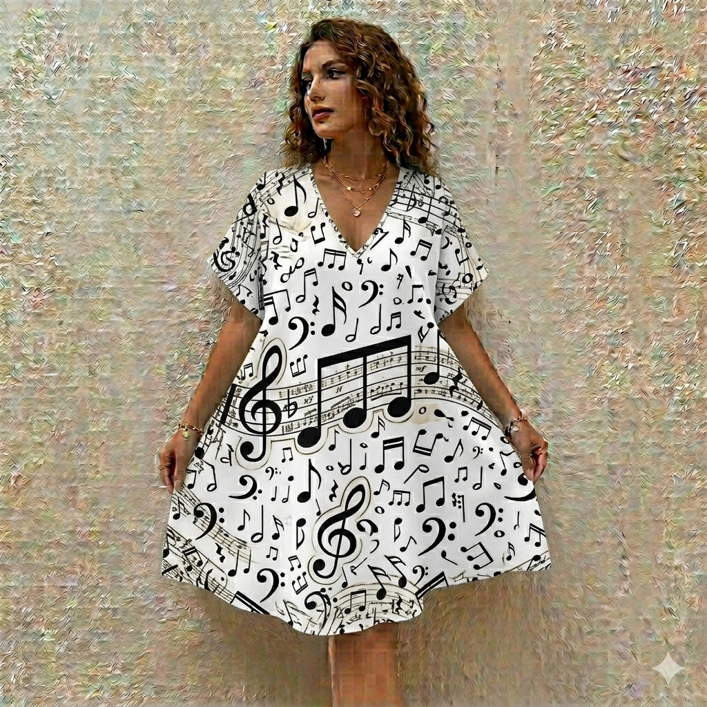 All-Over Print Women’s Floral V-Neck Short Sleeve Dress