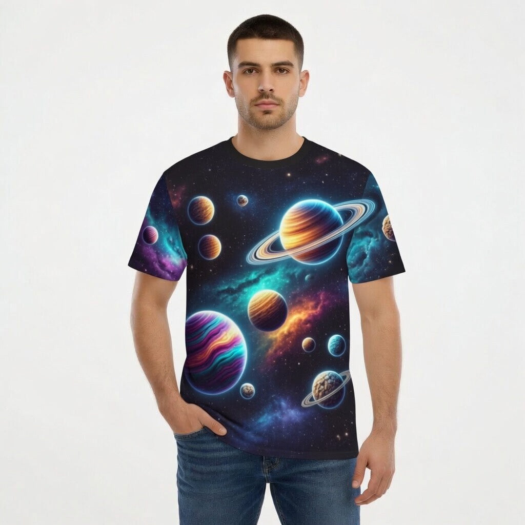 All-Over Print Men's Short Sleeve Golf T-shirt With Button Closure
