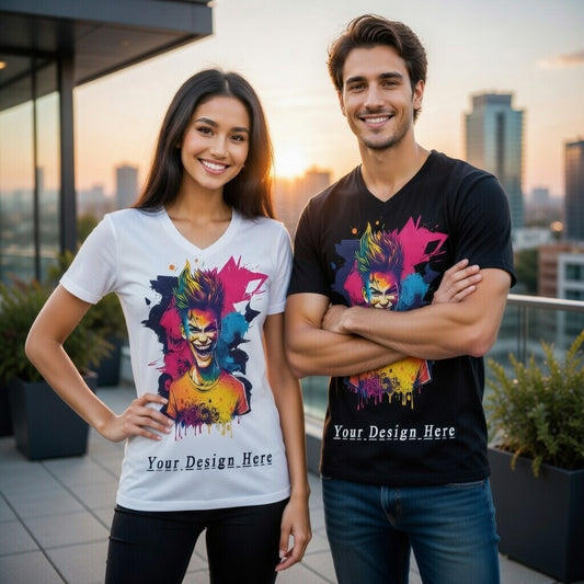 30 V-Neck Unisex T-shirts  95% polyester / 5% spandex  Sizes in Pack: S (3), M (7), L (9), XL (8), 2XL (3)