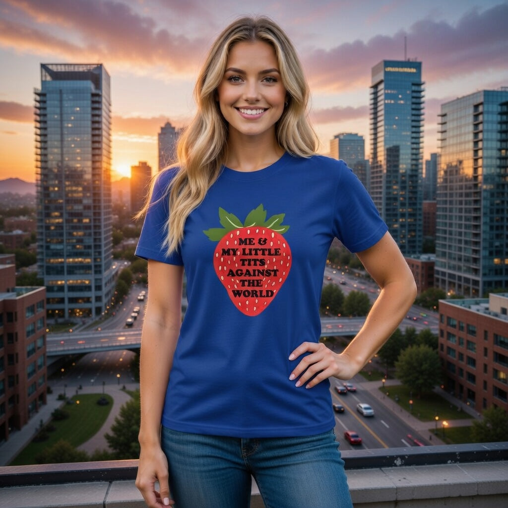 Strawberry Graphic T-Shirt - My LIttle Titties Unisex O-neck Short Sleeve T-shirt | 180GSM Cotton (DTF)