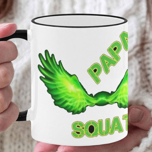Papa Squat Mug Ceramic Mug With Colored Rim and Handle(11oz)