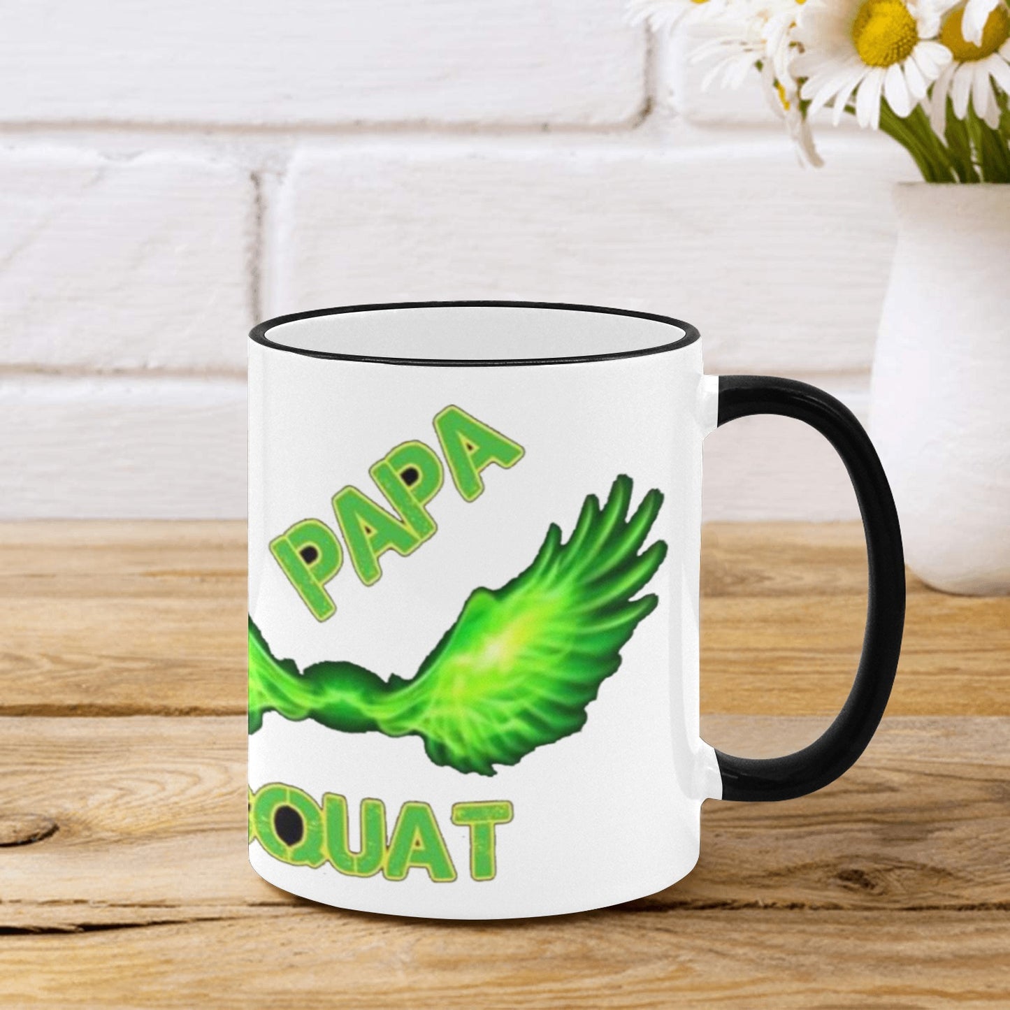 Papa Squat Mug Ceramic Mug With Colored Rim and Handle(11oz)