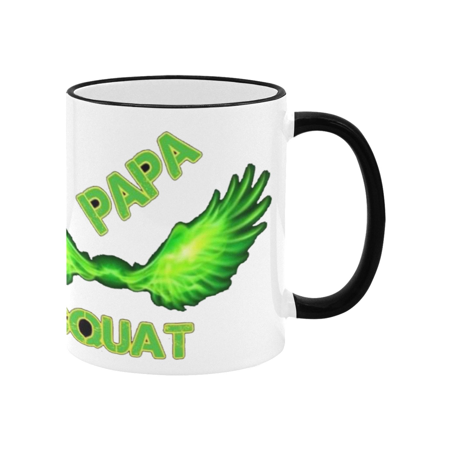 Papa Squat Mug Ceramic Mug With Colored Rim and Handle(11oz)